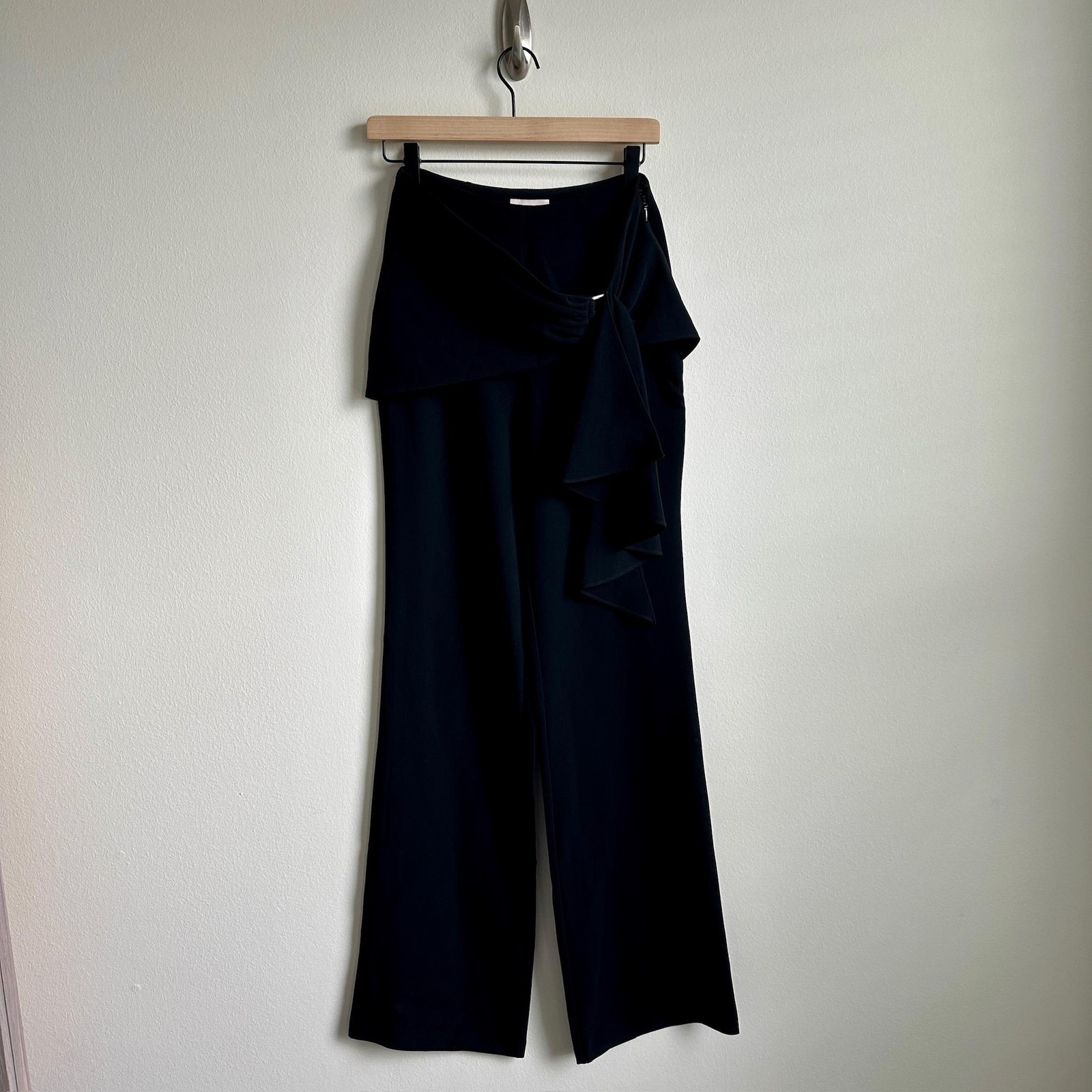 Cinq Sept Pants Womens 2 Black Connor Wide Leg Ruffle Drape High Waist Dressy